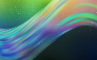 Açık mavi, galaksi yıldızları ile yeşil vektör arka plan.