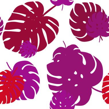Koyu Mor, Pembe vektör yapraklı kesintisiz soyut arka plan.