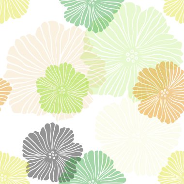 Açık Yeşil, Sarı vektör çiçeklerle kesintisiz soyut zemin.