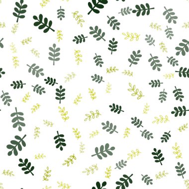 Açık Yeşil, Sarı vektör yapraklar, dalları ile kesintisiz doodle arka plan. Doodle tarzında yaprakları ile renkli soyut illüstrasyon. Tekstil, kumaş, duvar kağıtları için tasarım.