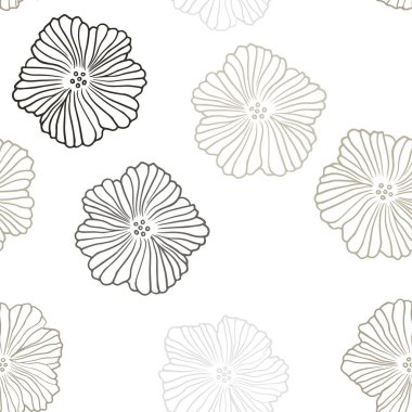 Çiçeklerle Açık Yeşil vektör sorunsuz soyut zemin. Beyaz arka planda doğal tarzda çiçekler. Kartvizitler, web siteleri için şablon.