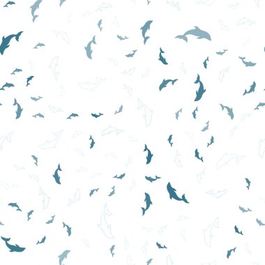 Okyanus yunusları ile Açık Mavi vektör dikişsiz zemin.