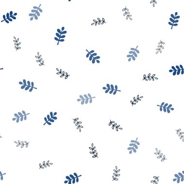 Yaprakları ile Koyu Mavi vektör dikişsiz doodle arka plan.