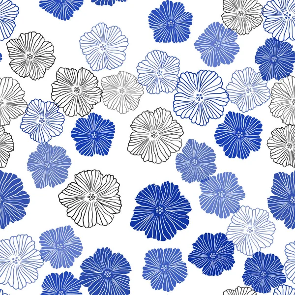 Patrón de garabato sin costura vector azul oscuro con flores . — Archivo Imágenes Vectoriales
