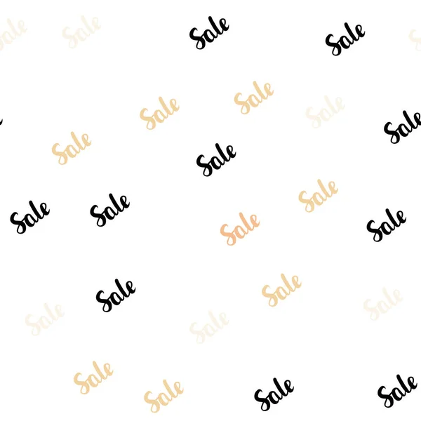 Ljus orange vektor sömlösa mönster med försäljning skyltar. — Stock vektor