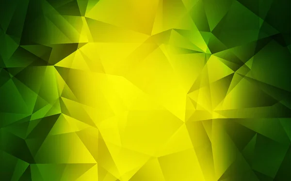 Verde Claro Vector Amarillo Brillante Fondo Triangular Ilustración Poligonal Brillante — Vector de stock