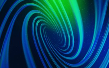 Açık mavi, galaksi yıldızları ile yeşil vektör arka plan.