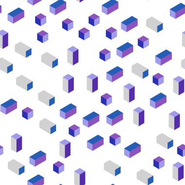 Açık Mavi, Kırmızı vektör sorunsuz, çizgiler, dikdörtgenler ile izometrik düzen. Dikdörtgenler ve kareler ile güzel illüstrasyon. Duvar kağıdı, kumaş üreticileri için tasarım.