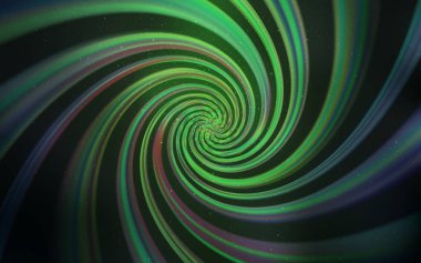 Gökada yıldız ile koyu yeşil vektör arka plan. Bulanık arka plan gradyan ile üzerinde alan yıldız. Kozmik arka planlar için şablon.