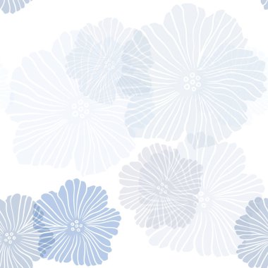 Çiçeklerle Açık Mavi vektör dikişsiz doodle zemin.