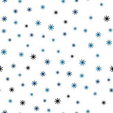 Renkli kar taneleri ile Koyu Mavi vektör dikişsiz doku.