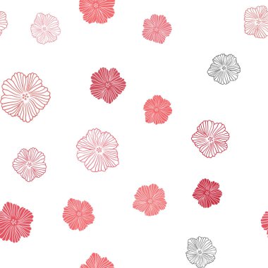 Çiçeklerle Açık Kırmızı vektör dikişsiz zarif desen.