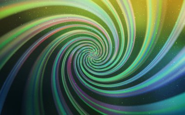 Açık yeşil, gece gökyüzü yıldızlı sarı vektör deseni. Bulanık arkaplandaki ve gradyanı olan uzay yıldızları. Fütürist reklamlar ve kitapçıklar için şablon.