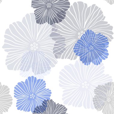 Çiçeklerle lacivert vektör dikişsiz zarif şablon.