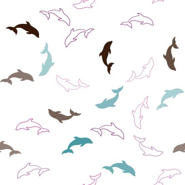 Yunuslar ile koyu çok renkli vektör sorunsuz arka plan.