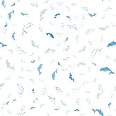 Açık Mavi, Yeşil vektör deniz yunusları ile dikişsiz desen.