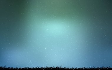 Açık mavi, Samanyolu yıldızlar ile yeşil vektör doku.