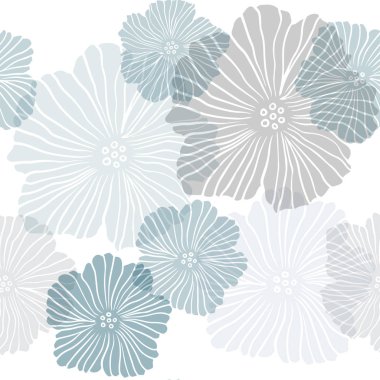 Koyu Mavi, Yeşil vektör çiçeklerle sorunsuz soyut desen. Çiçeklerle bulanık tarzda yaratıcı illüstrasyon. Kumaş tasarımı için desen, duvar kağıtları.