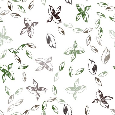 Koyu Yeşil, Kırmızı vektör yaprakları ile dikişsiz doğal sanat. Degrade ile Origami tarzı yaprakların Doodle illüstrasyon. Kartvizitler, web siteleri için şablon.