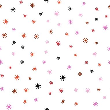 Açık Mavi, kırmızı vektör xmas kar taneleri ile dikişsiz arka plan. Noel tarzında kar ile parlayan renkli illüstrasyon. Tekstil, kumaş, duvar kağıtları için tasarım.