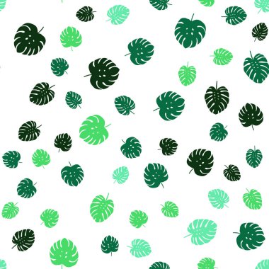 Yapraklar ile Açık Yeşil vektör sorunsuz soyut desen. Doodles ve yaprakları ile Glitter soyut illüstrasyon. Kumaş tasarımı için desen, duvar kağıtları.