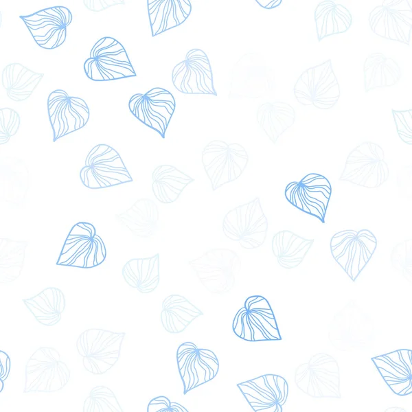 Ljusrosa, blå vektor sömlös Doodle bakgrund med löv. — Stock vektor