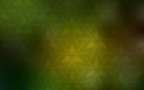 Темно Зеленый Желтый Векторный Фон Полигональным Стилем Треугольники Абстрактном Фоне — стоковый вектор