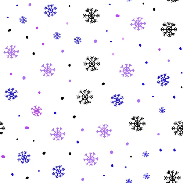 Rosa claro, cubierta sin costuras vector azul con hermosos copos de nieve . — Archivo Imágenes Vectoriales