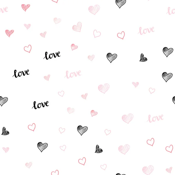 Fond d'écran sans couture vecteur rouge clair avec phrase LOVE YOU, coeurs . — Image vectorielle