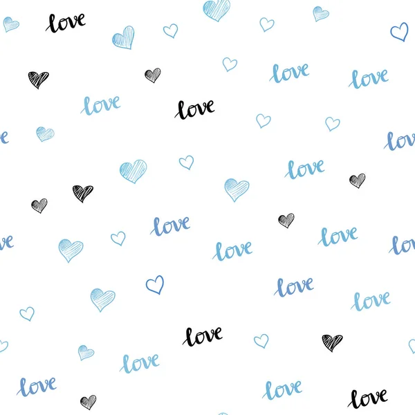 Ljusblå vektor sömlös Cover med citat älskar dig, hjärtan. — Stock vektor