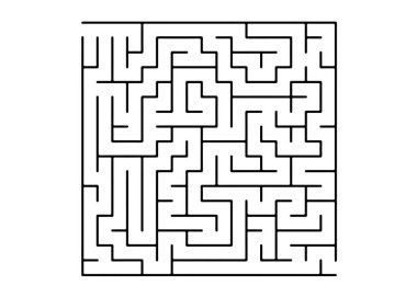 Siyah labirenti olan beyaz vektör arkaplan. Beyaz şablondaki labirentlerle karışık illüstrasyon. Doğru seçimler yapma kavramı.