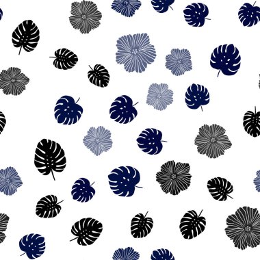 Çiçekler, yapraklar ile Lacivert vektör sorunsuz doğal sanat.