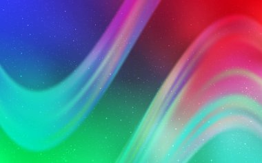 Açık Yeşil, Gece gökyüzü yıldızları ile kırmızı vektör deseni. Degradeile bulanık soyut arka plan üzerinde uzay yıldızları. Kozmik arka planlar için şablon.