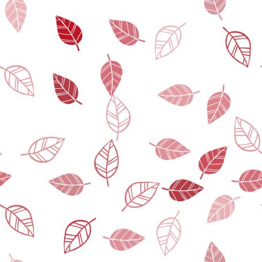 Yapraklarla Açık Kırmızı vektör dikişsiz doğal arka plan.
