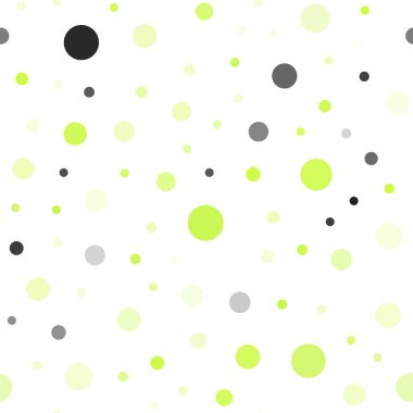 Açık Yeşil, Sarı vektör daireli sorunsuz şablon. Kabarcıklar ile soyut tarzda bulanık dekoratif tasarım. Modaya uygun kumaş, duvar kağıtları için desen.