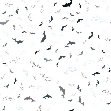 Deniz yunusları ile lacivert vektör dikişsiz desen.