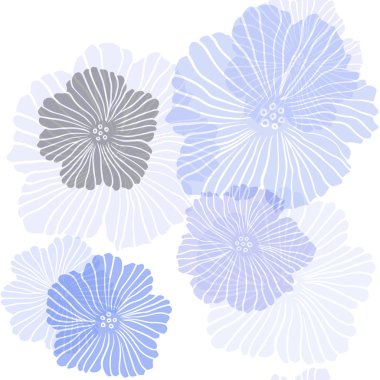 Açık Pembe, Çiçeklerile Mavi vektör sorunsuz doodle şablonu.