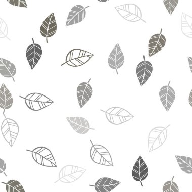 Yaprakları ile Açık Gri vektör dikişsiz doodle desen. degrade ile zarif doğal desen üzerinde bırakır. Kumaş tasarımı için desen, duvar kağıtları.