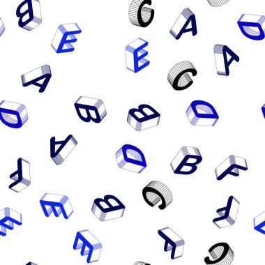 3d Abc karakterleri ile Açık Mavi vektör dikişsiz doku.