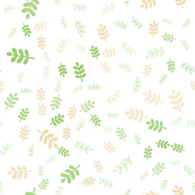 Açık Yeşil, Kırmızı vektör yapraklar, dalları ile sorunsuz doğal sanat. Beyaz arka planda doğal tarzda yapraklar, dallar. Duvar kağıdı, kumaş üreticileri için tasarım.