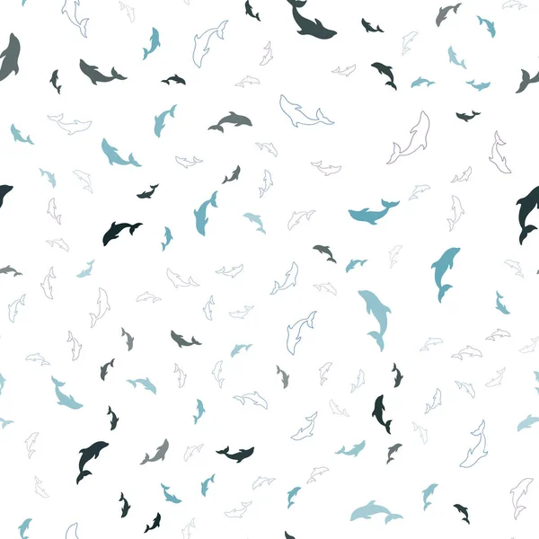 Blu scuro, sfondo senza soluzione di continuità vettore rosso con delfini dell'oceano . — Vettoriale Stock