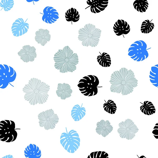 Azul Claro Fundo Doodle Sem Costura Vector Amarelo Com Flores — Vetor de Stock