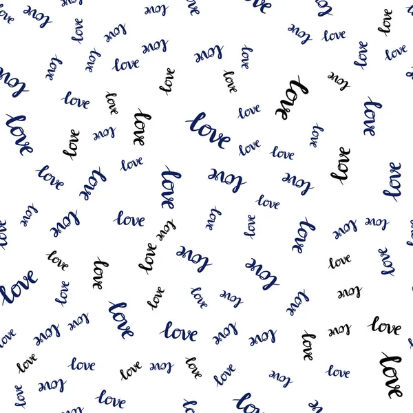 Modèle sans couture vecteur bleu foncé avec texte LOVE YOU . — Image vectorielle