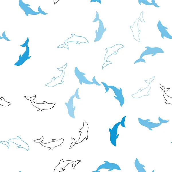 Dunkler mehrfarbiger Vektor nahtloser Hintergrund mit Delfinen. — Stockvektor