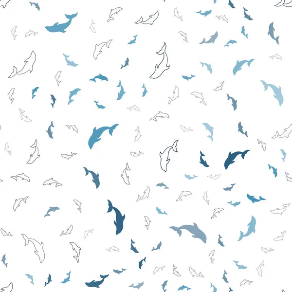 Темно-синий векторный узор с морскими дельфинами . — стоковый вектор