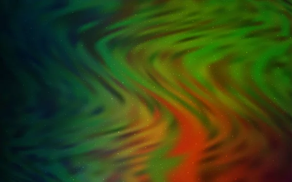 Dunkelgrüner Roter Vektorhintergrund Mit Galaxiensternen Leuchtend Farbige Illustration Mit Hellen — Stockvektor