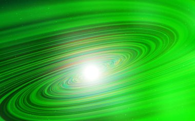 Kozmik yıldızlı açık yeşil vektör düzeni. Bulanık arkaplandaki ve gradyanı olan uzay yıldızları. İş ilanınız için akıllı tasarım.