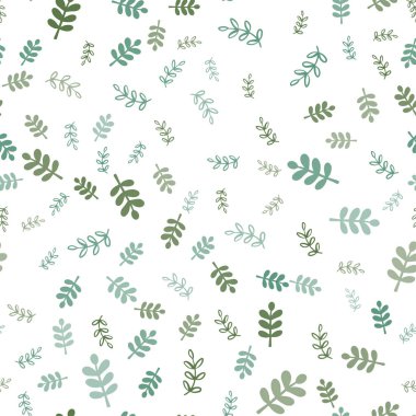 Açık Mavi, Yeşil vektör dikişsiz karalama arka plan yaprakları, dalları ile.