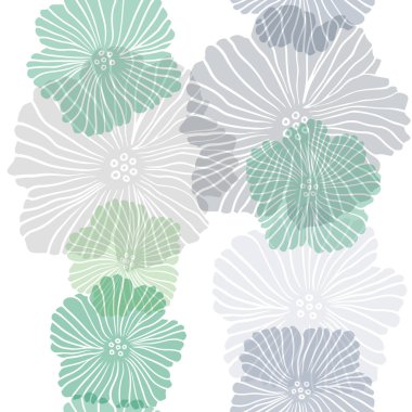 Koyu Yeşil vektör çiçeklerle dikişsiz zarif desen. Çiçeklerle doodle tarzında renkli illüstrasyon. Duvar kağıdı, kumaş üreticileri için tasarım.