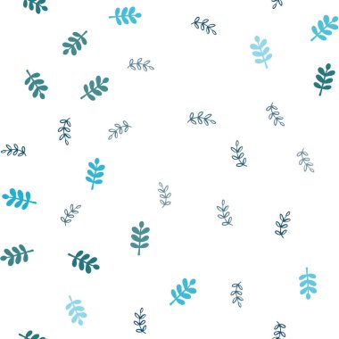 Yaprakları ile Açık Mavi vektör dikişsiz doodle arka plan.